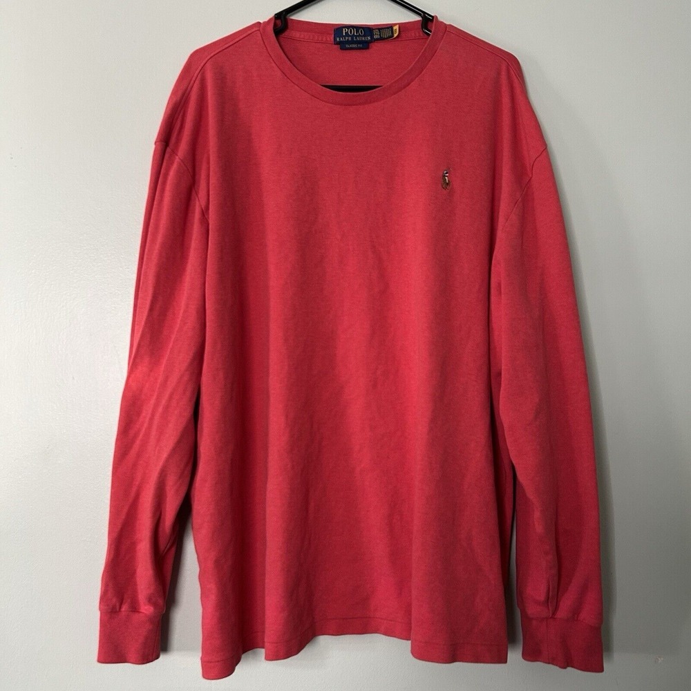 Polo Ralph Lauren Casual Fit Shirt Mens XXL Red Crewneck Long Sleeve
